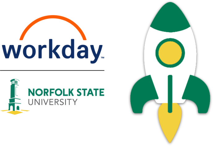 nsu and workday logo with rocket